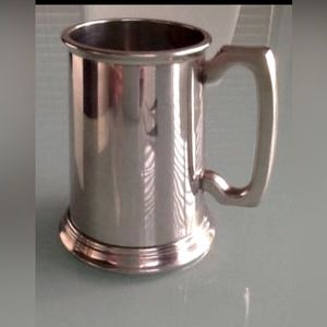 Birks, English pewter glass bottom beer mug